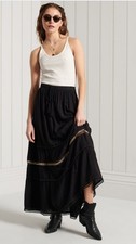 Superdry Black  Ameera Maxi Skirt UK Size  XS 8 With tags