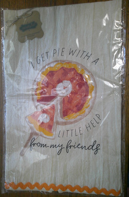Mud Pie Trim Towel PIZZA  I Get Pie With A Little Help From My Friends