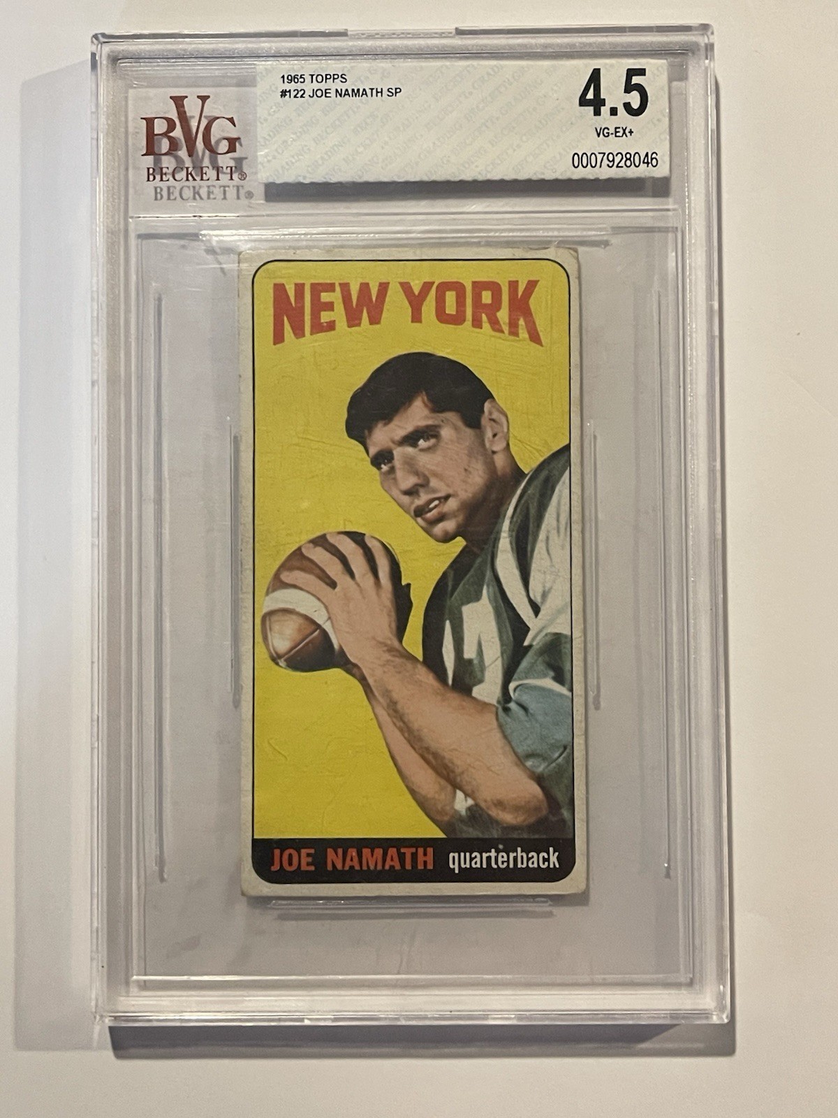 Joe Namath Rookie 1965 Topps #122 RC BVG 4.5 VG-EX+ BGS NY Jets NFL Broadway Joe