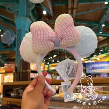 Authentic Shanghai disney Park Rainbow Minnie Mouse Plush Bow Headband