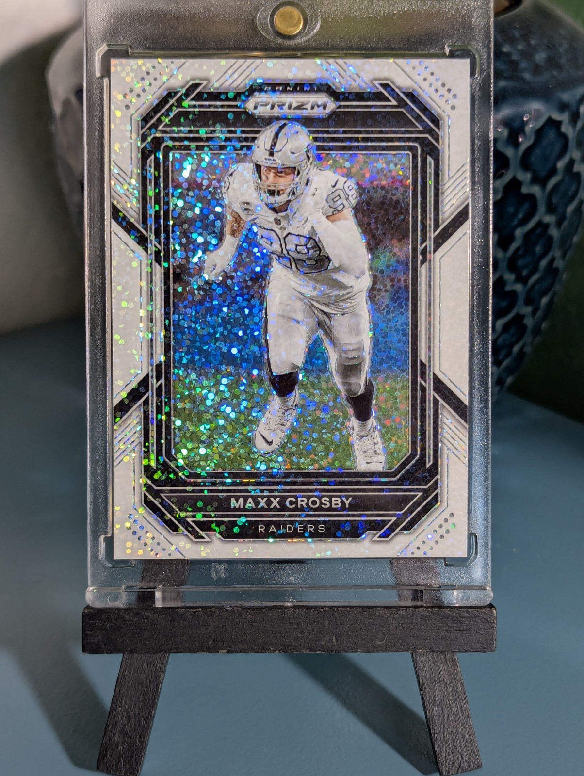 2022 Panini Prizm Maxx Crosby White Sparkle Prizm SSP #174 Las Vegas Raiders