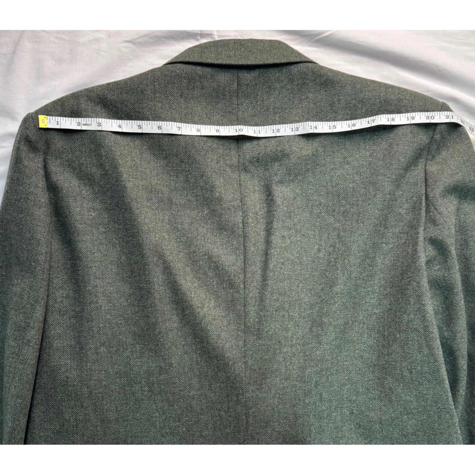JF J Ferrar Mens Green Herringbone Wool Blend Topcoat Overcoat XXL NEW - product detail image 9