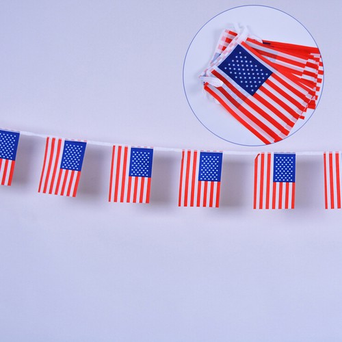 7 M Amerikanische Flagge Schleppt Patriotische Wimpelkette Partydekoration - Bild 10 von 11