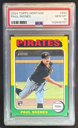 142648707 Paul Skenes 2024 Topps Heritage High Number #594 Rookie RC PSA 10