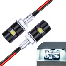 2pcs Motorcycle Led License Plate Light Waterproof Tag Bolt Lamps White 12v Dc