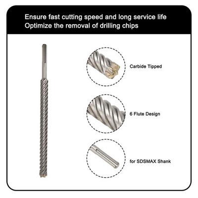  Hammer Drill Bit 32x500mm 6 Flute Carbide Tip Impact Drill Bit Für Ziegel