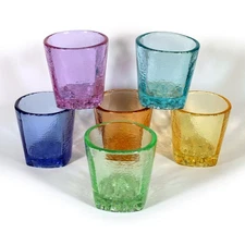 FIRE AND LIGHT SET OF 6 RECYCLED GLASS TUMBLERS ROCKS GLASSES ARCATA CALIFORNIA