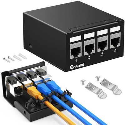 4 Port Patch Panel CAT6A Keystone Shielded Network 1U 4Port EC Listed
