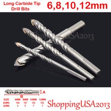 4 Pcs Drill Bit Set 6-12mm Carbide Tip Brick, Tile, glass, tile, ceramic