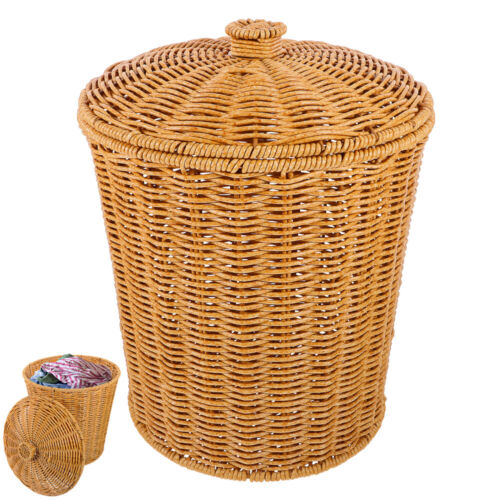 Practical Creative Rattan Hamper Handles Woven Basket Lid Bedroom