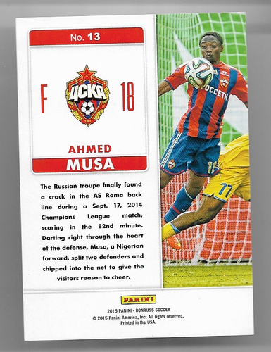2015 Panini Donruss Fantastic Finishers Bronze Press Proof Card: Ahmed Musa #299 - Picture 3 of 3