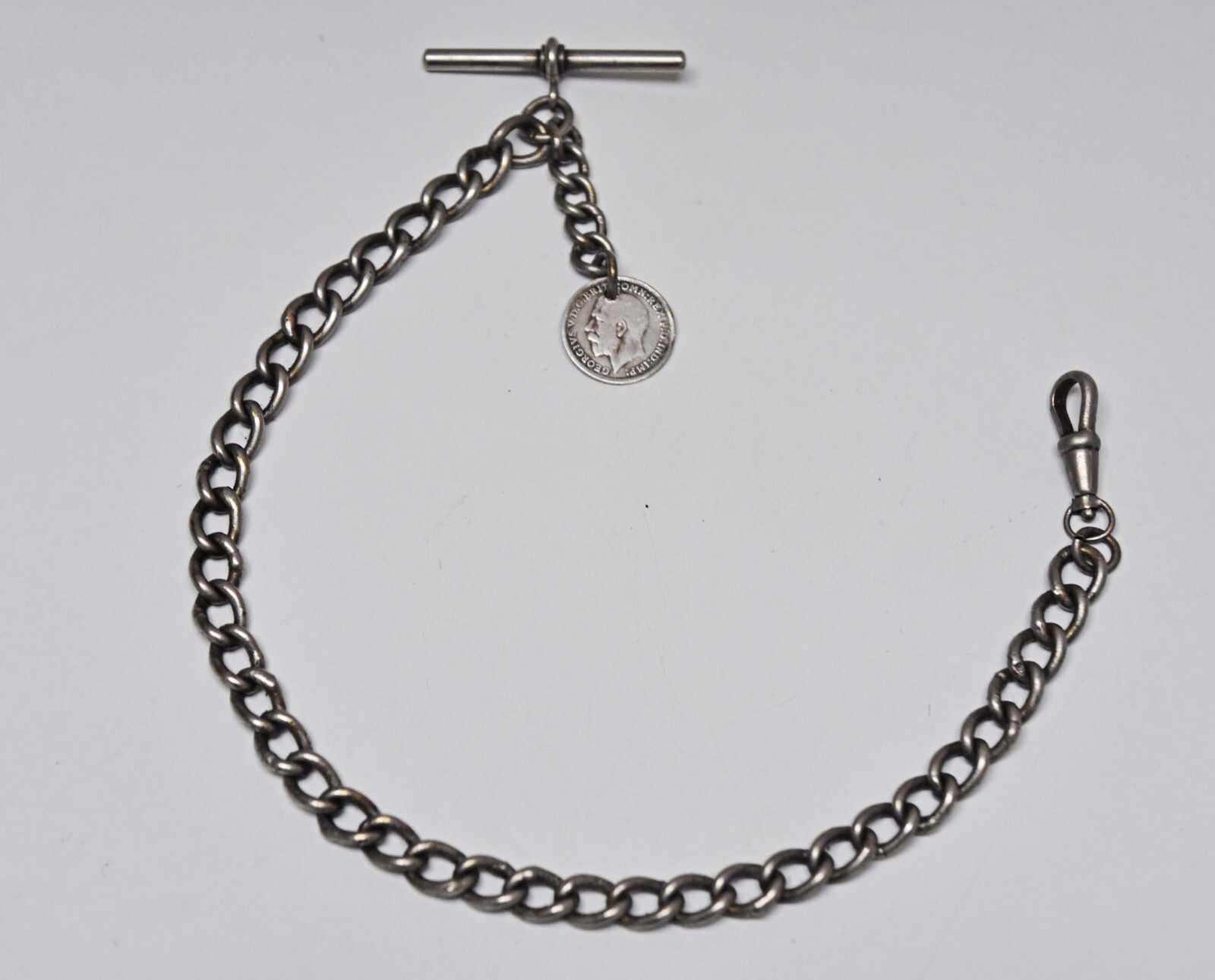 ANTIQUE ALBERT POCKET WATCH CHAIN + 1917 SILVER COIN FOB eBay