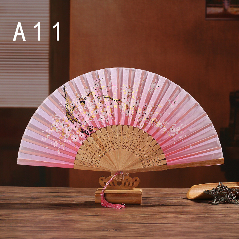 Folding Bamboo Hand Held Fan Art Dance Party Wedding Fancy Dress