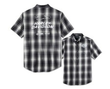 96091-24VM Camicia manica corta originale Harley Davidson uomo scozzese M-L