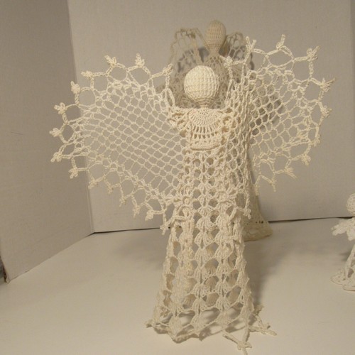 Christmas Tabletop Ornaments Starched Crochet Angel w/5 Angelic Figurines - Bild 10 von 19
