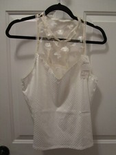 SIMONE PERELE AUGUSTINE JACQUARD SATIN SLEEP TOP PJ IN IVORY NEW