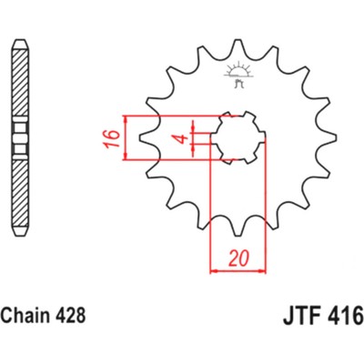 Zahnrad Ritzel 13Z Teilung 428 GROBVERZ 6 INNEND 16/20 front sprocket 13t pitch