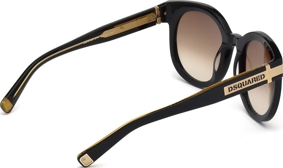 Óculos de sol DSQUARED2 DQ0134 01F preto ousado redondo plástico Itália 52-22-135 DQ 0134 - Imagem 2 de 4