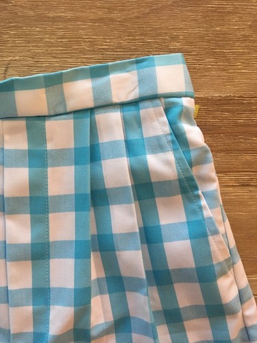 Patsy Aiken Chez Ami Jungen 7 türkis blau weiß kariert gewebte plissierte Shorts NEU - Bild 3 von 4