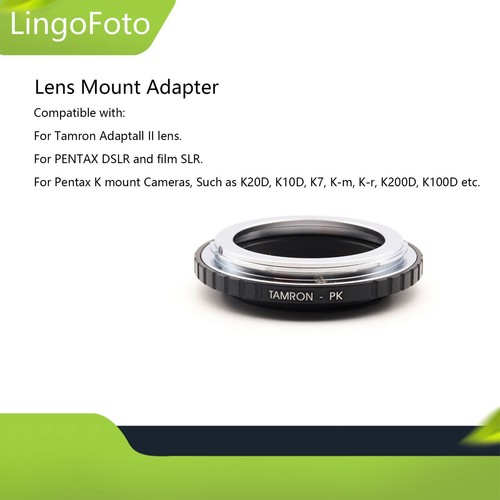 Adaptador de montaje de lente para TAMRON ADAPTALL II 2 lentes para cámara DSLR de montaje PENTAX K - Imagen 1 de 7
