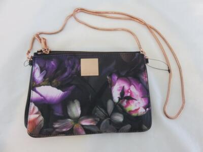 Ted Baker Carlie Double Poucette Floral Crossbody Bag Rose Gold