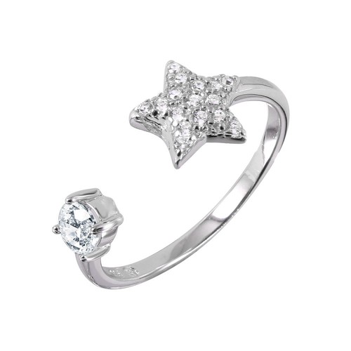 Offener Ring Sterlingsilber Damen CZ Steine Stern - Bild 1 von 3