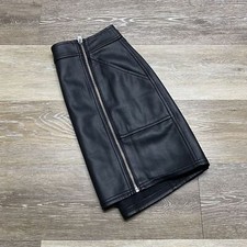 EXPRESS Front Zipper Black Faux Leather A-Line Skirt Women's Size 4