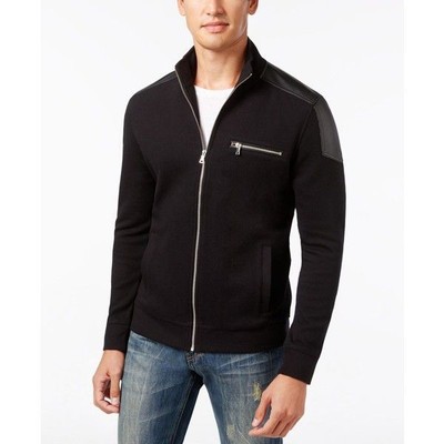 faux leather sweater jacket