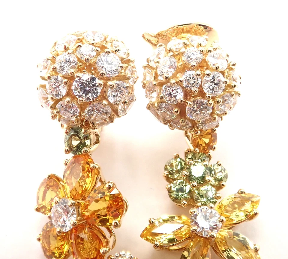 ¡Auténtico! Pendientes Van Cleef & Arpels Folie des Pres oro 18k diamantes zafiro Foto 2 de 4