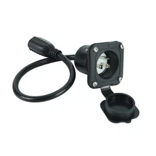 15 Amp 125V AC Port Plug with 16-Inch Integrated Extension Cord Black