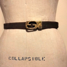 Gucci Vintage 70's Reversible Brown Leather Belt M/L 