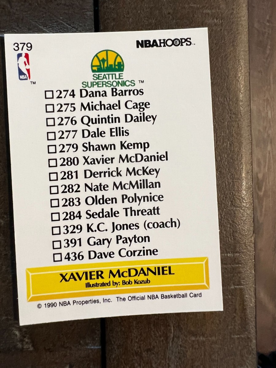 1990 NBA Hoops NBA Basketball Card #379 Xavier McDaniel, Sonics