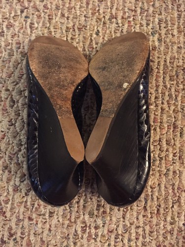 Lanvin Ballet Wedge Pump Navy Snake-Embossed Patent Leather Size: 39 - Picture 8 of 8
