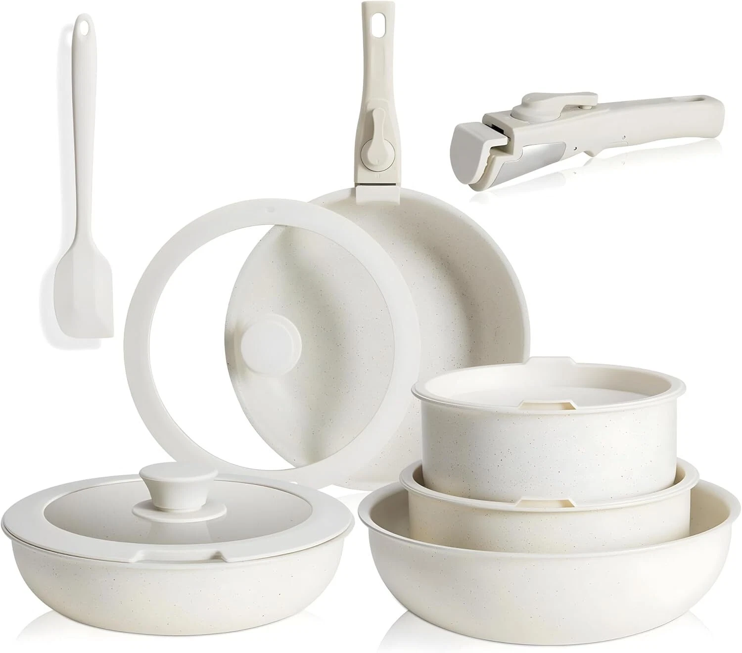 12Piece Pots and Pans Set Nonstick Induction Cookware Set Granite Coated Pot Set