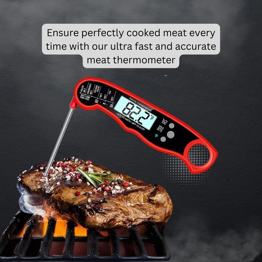 Ultra Fast Meat Thermometer & BBQ-Grill Basket Steel Nets Combo Pack(Bulk3Sets)