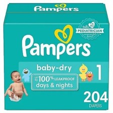 Pampers Baby Dry Diapers Enormous Pack - Size 1 - 204ct