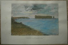 1890 Reclus print PERCE ROCK AND VILLAGE OF PERCE, QUEBEC, CANADA (#48)
