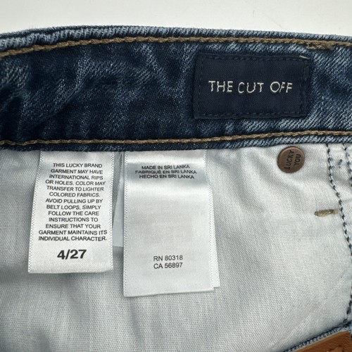 Pantaloncini jeans Lucky Brand The Cut Off Distressed Denim donna 4/27 blu distrutto - Foto 17 di 18