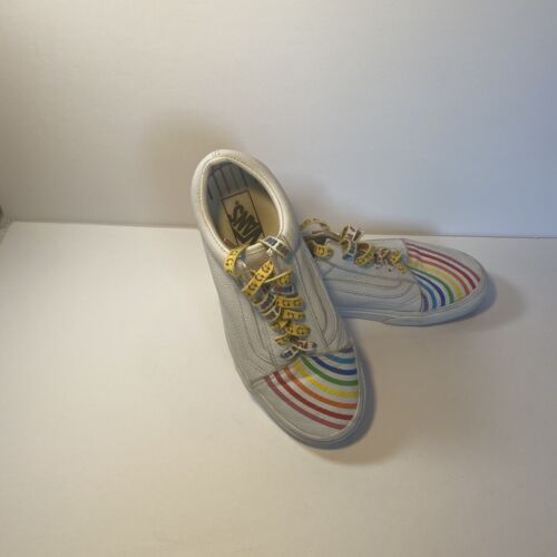 VANS OLD SKOOL FLOUR SHOP RAINBOW WHITE LEATHER SNEAKER SHOES - Picture 1 of 10