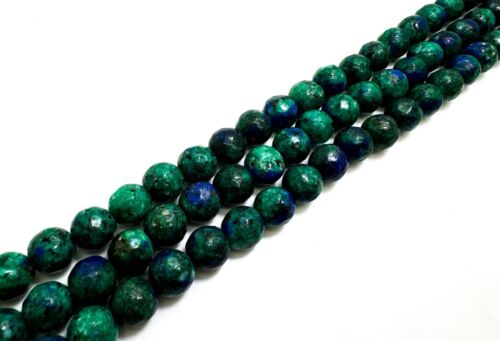 Perline pietre preziose tonde 8 mm diaspro verde blu sfaccettate RNF132-2 - Foto 2 di 3