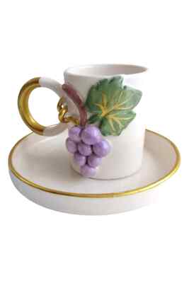 Spica Ceramica Grape Model Handmade Espresso, Gift Single Turkish Coffee Cup Set