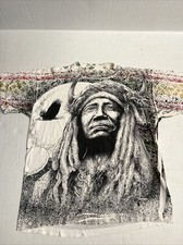 Single Stitch Native American Indian Chief 1991 All Over Print T Shirt 90s S/M