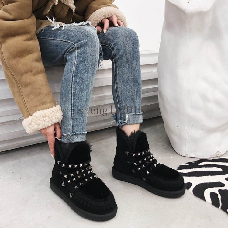 Nuevo Gamuza Gamuza Gamuza Tobillo botas De Nieve Cálido Impermeable Forrado De Piel esponjosa Zapatos Remaches Mujeres 1 16e3a4 Nuevo Gamuza Gamuza Gamuza Tobillo botas De Nieve Cálido Impermeable Forrado De Piel esponjosa Zapatos Remaches Mujeres 1 16e3a4