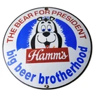 Vintage Hamms Beer Sign - The Bear for President Gas Pump Porcelain Sign