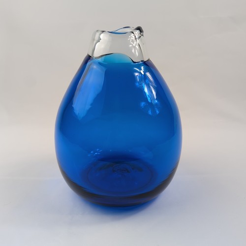 Studio Art Glas Vase blau Vintage 8,5 x 5,5 in edle Blumen Muttertag