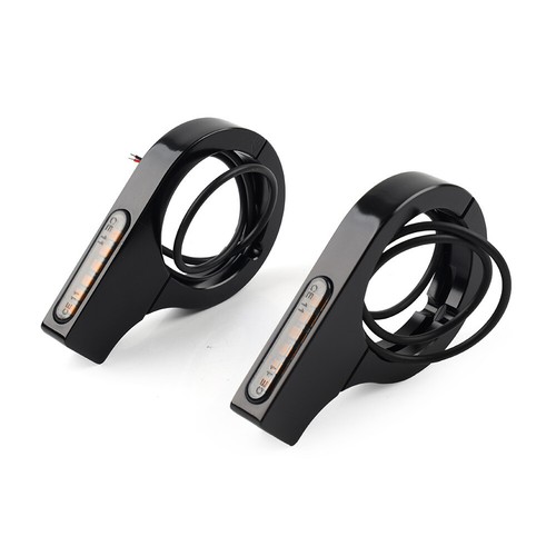 42-46MM LED Fork Turn Signal Light Indicator Amber Black For Harley touring Dyna - Picture 6 of 11