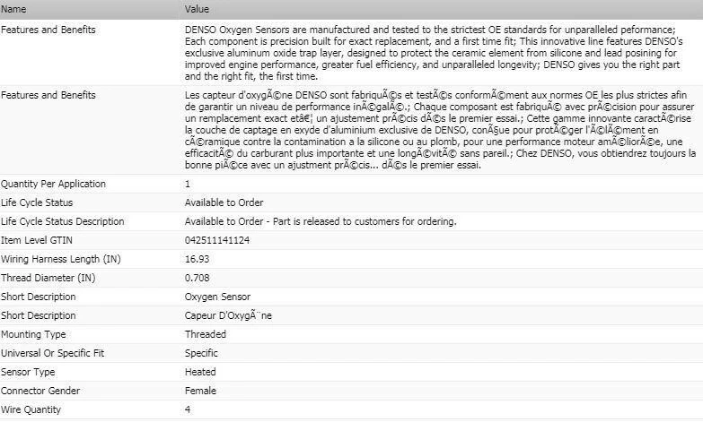 Oxygen Sensor New Denso Downstream for 2007 CHEVROLET SUBURBAN 2500 V8-6.0L - Image 2 of 4