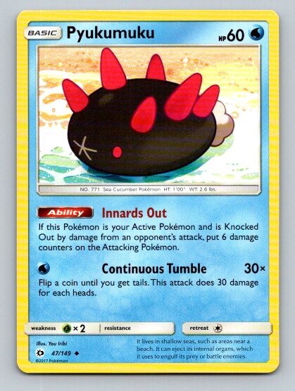2017 Pokemon Card Sun & Moon Pyukumuku 47/149