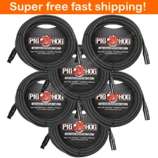 6 Pack Pig Hog PHM30 XLR High Performance 8mm Microphone Cable, 30 Ft - New