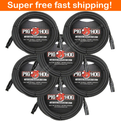 6 Pack Pig Hog PHM25 XLR High Performance 8mm Microphone Cable, 25 Ft - New